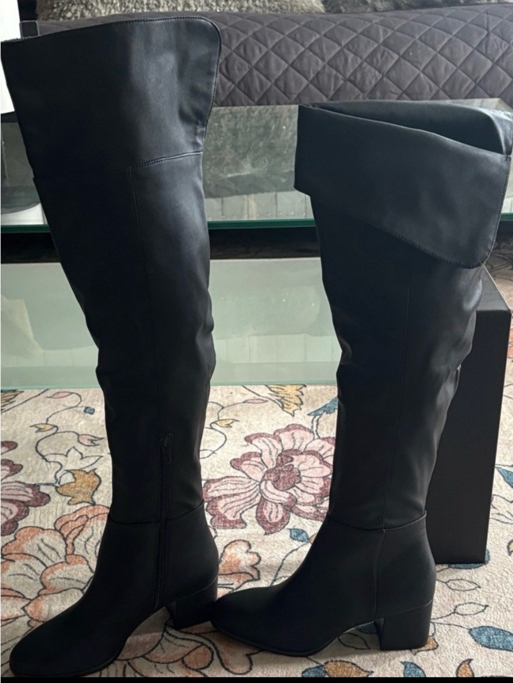 Matt & Nat black leather tall fold over Boots - Picture 3 of 12